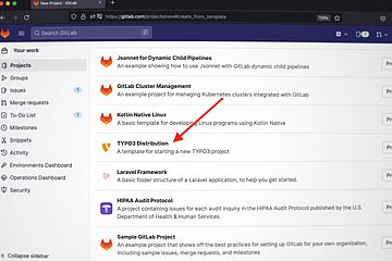 Screenshot from GitLab showing the list of available templates.